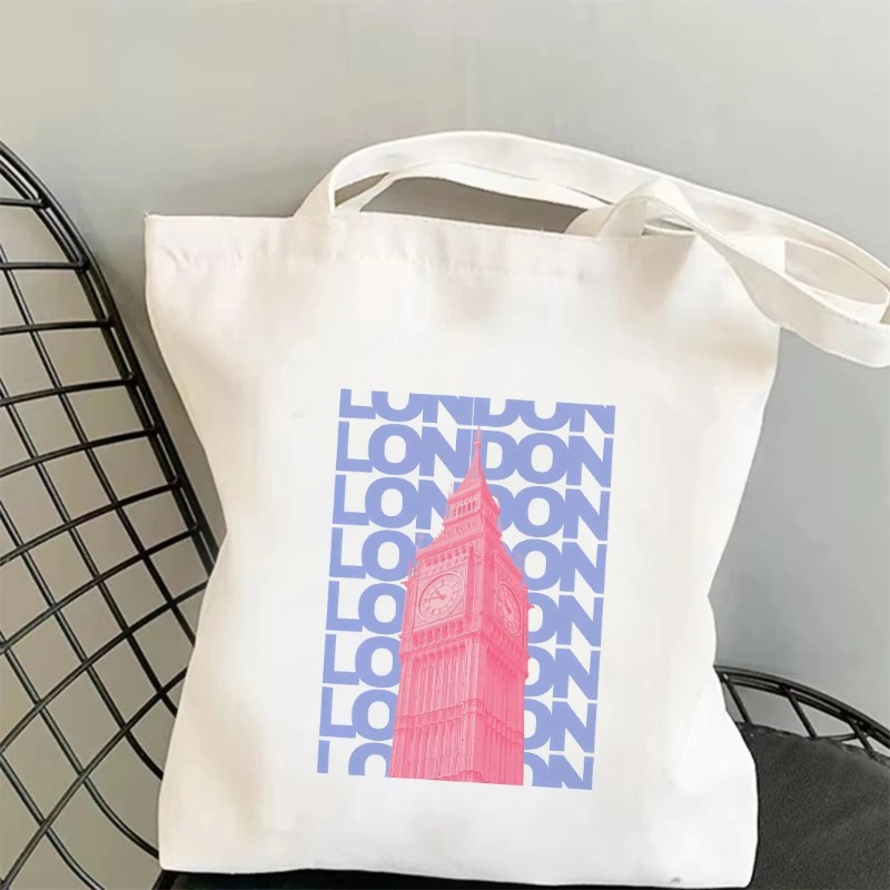 Shopper Tote Canvas - Borsa tote con grafica della Torre