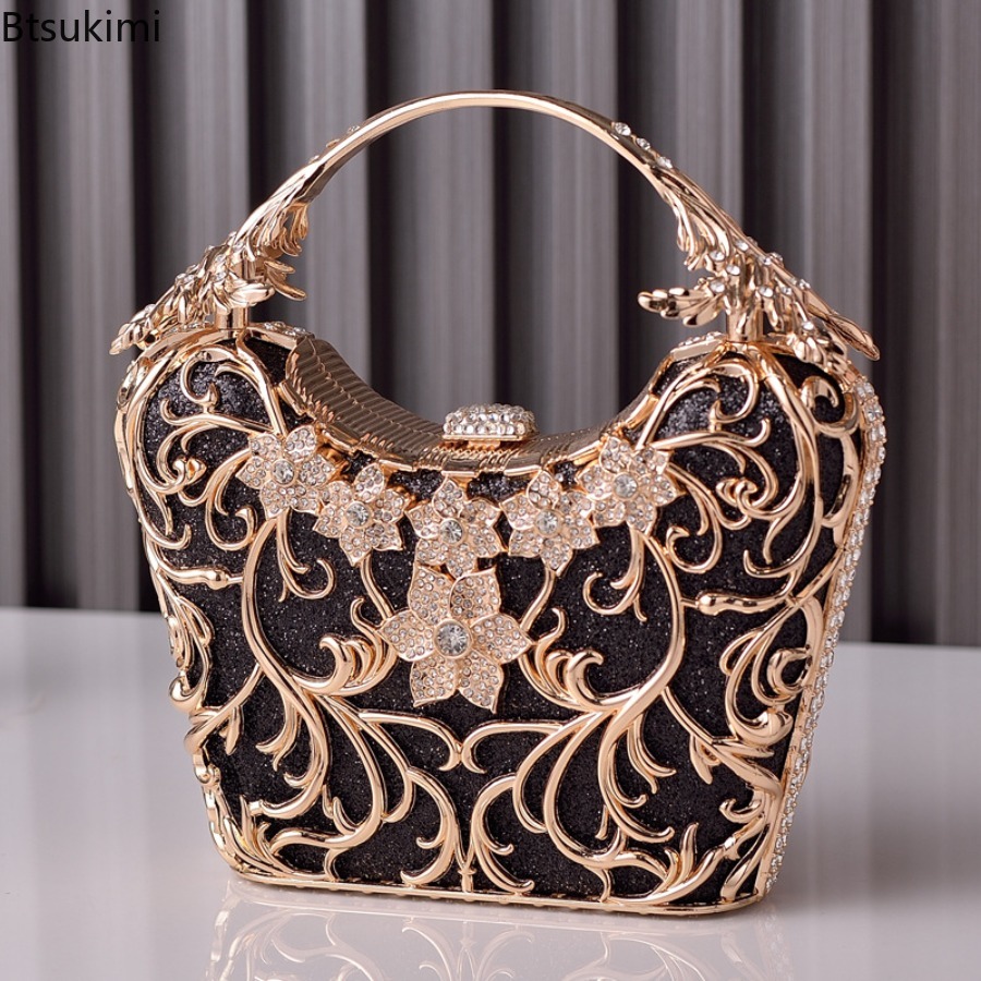 Women'S Evening Bags - Borse da Sera in Metallo Traforato,