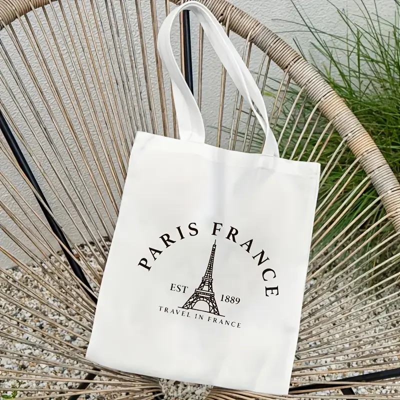 Shopper Tote Canvas - Borsa da Viaggio Paris per Donne,